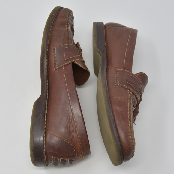 *HS Trask Sz 13M Brown Leather Weave Moc Loafer main image 4